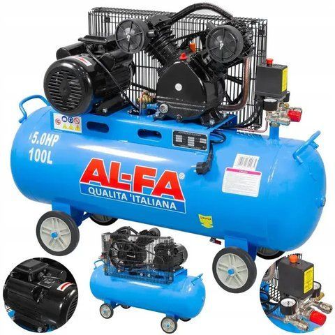 ALFA компресор ALC100-2/230V 100 л. два циліндри 2065 г. 3,8 кВт. 660 л/хв. 220 В 8 бар 16000 фото